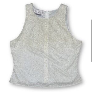 Laurence Kazar White Beaded Top